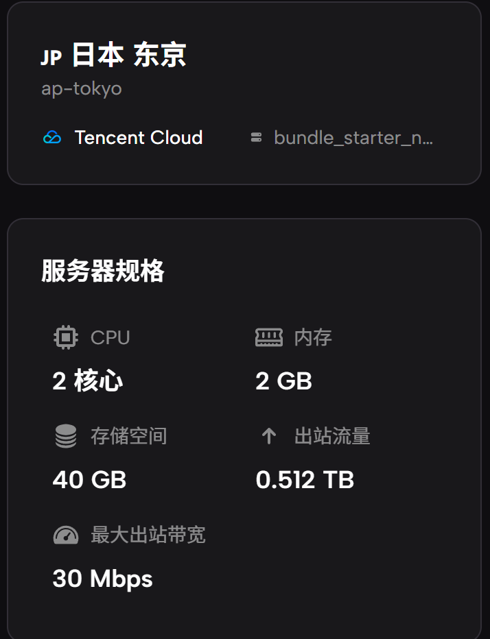 东京服务器规格